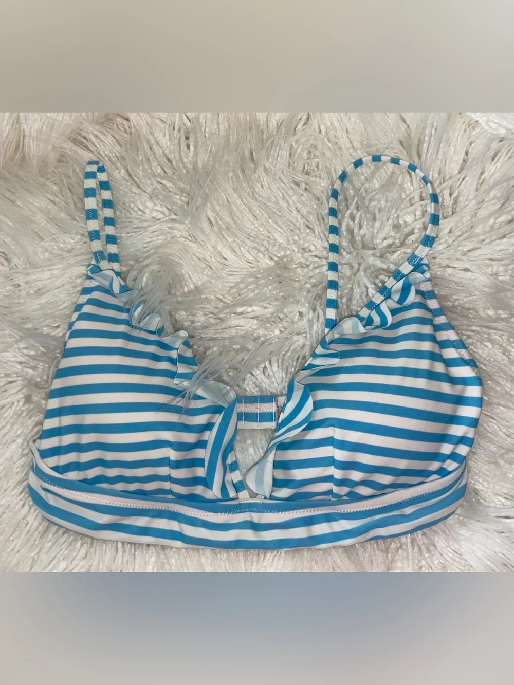 J. Crew Blue & White Striped Bralette Bikini Top